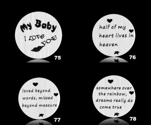 Stainless steel Floating Locket Plate, memory plate plate,4 designs, Floating charms, Dia 22mm Fit for 30mm floating locket