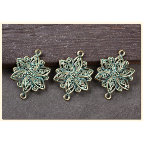10PCS Verdigris Patina Plated Vintage Zinc Alloy flowers Pendants Charms for Necklace DIY Jewelry Findings,Verdigris Hair Pin