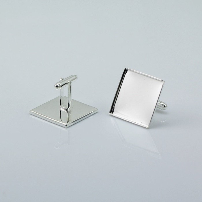 20pcs 25mm Square French cufflinks blank, cufflink base, Brass Cufflinks Bezel Setting (3010485)