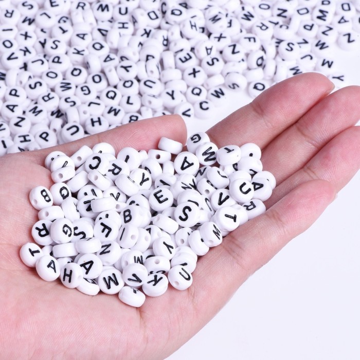 wholesale letter beads - 100g/200g/500gAcylicAlphabet Letter Beads, 4*7mm white round letter beads, mix letters