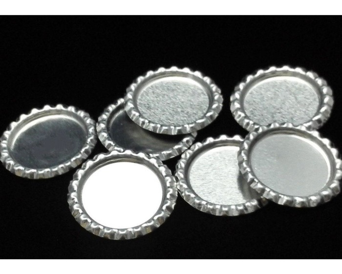 100pcs Flattened Flat Silver Linerless Bottle Caps, with hole or no hole, Flattened Chrome Bottle caps Bottle Cap,