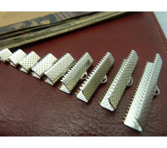 50pcs 13mm 16mm 20mm Silver Tone Ribbon End Cap Crimp Beads, Ribbon CRIMP (# 3010306)