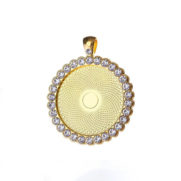 Wholesale 25mm Cabochon Pendant Base, round pendant setting,CZ crystal stone Rhinestone Bezel Iigh Base bottom Trays Pendant DIY Jewelry