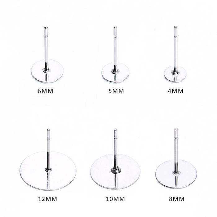 10pcs(5 pair)-925 sterling silver earring studs-3mm,6mm,8mm flat pad- 11mm long