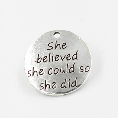 wholesale,Words Charms, pendant English lettering diy handmade materials--She believed she could so she did