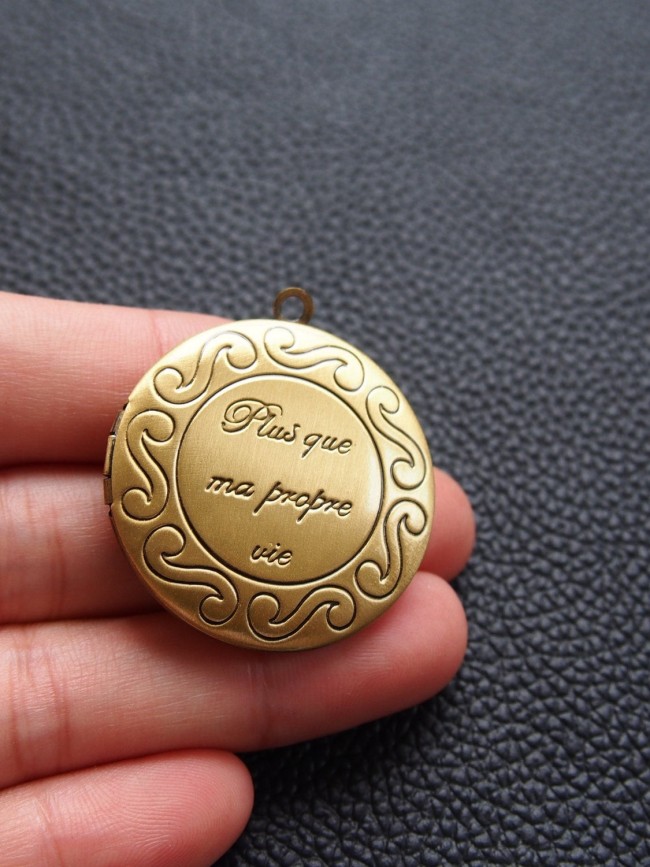 5PCS Round Antique bronze photo locket, Photo Locket Pendant (#5010004)