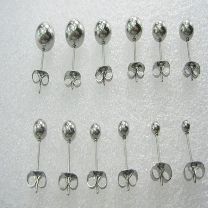 wholesale 50pcs 316L Stainless Steel 18K Gold Plated Blank Stud Earring Base 4/5/6/8mm Cabochon Cameo Setting Diy Jewelry