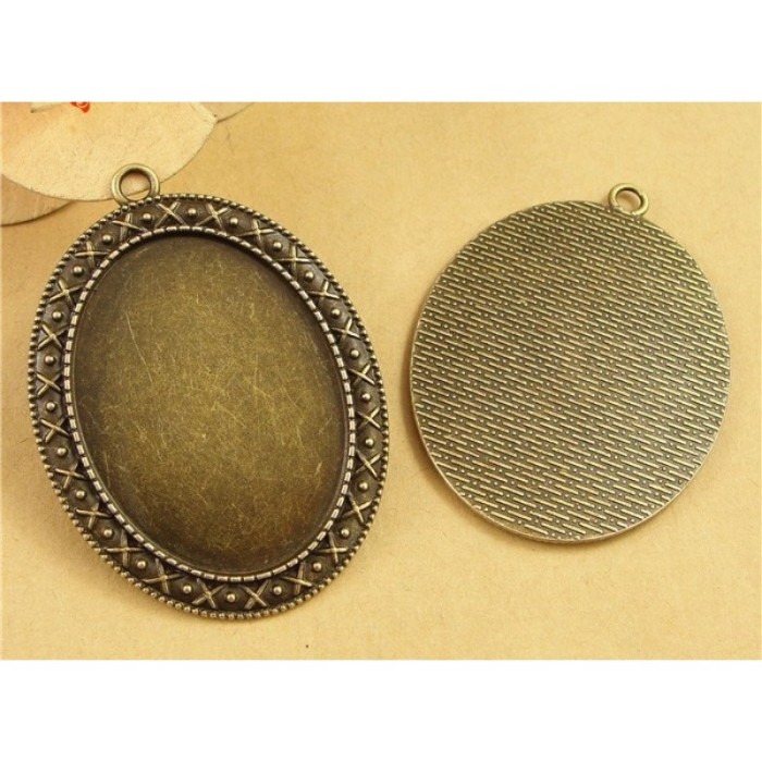 20pcs 40 x 30mm Antique Bronze Cabochon Pendant Base, Oval pendant setting (3020022)