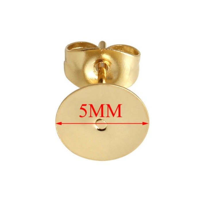 wholesale 50pcs 316L Stainless Steel Gold Color Blank Stud Earring Base 3/4/5/6/8mm Cabochon Cameo Setting Diy Jewelry