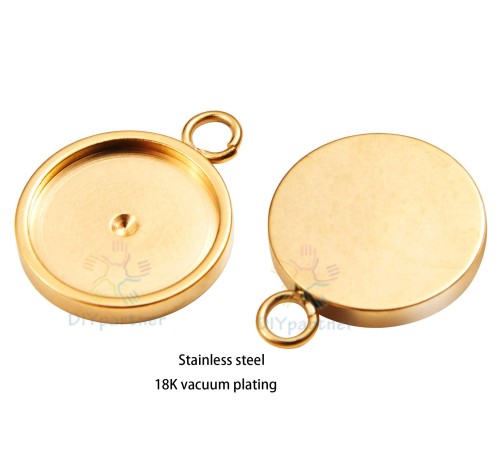 Stainless steel 18K Gold vacuum plating 10mm 18mm 20mm 25mm 30mm Settings Base, Bezel Blank Base Setting, Round Cabochon Pendant Base/50pcs