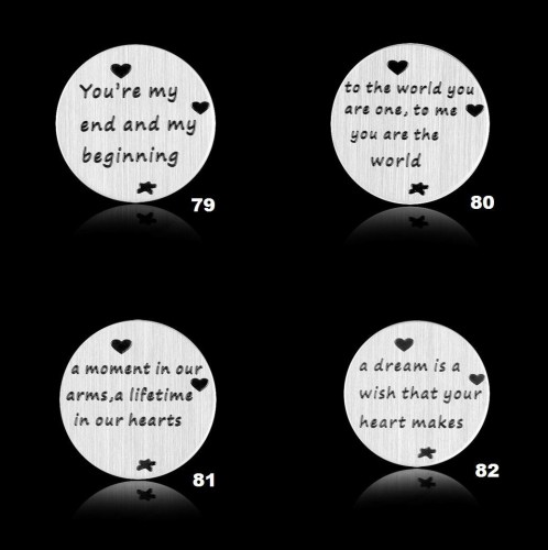 Stainless steel Floating Locket Plate, memory plate plate,4 designs, Floating charms, Dia 22mm Fit for 30mm floating locket 5010049