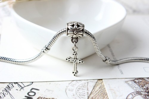 10pcs Cross European beads, Bead Charms, fits most European charm bracelets bead charm bracelet