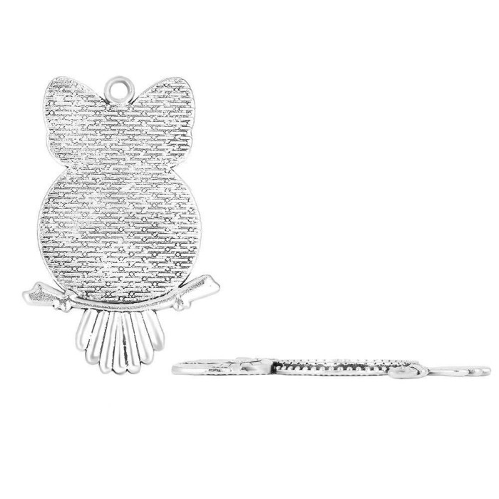 10pcs 25mm Antique Silver Cabochon Pendant Base, Owl Shape round pendant setting (3020008)