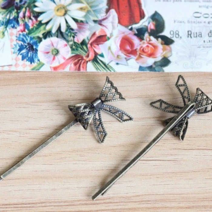10PCS Blank Bow Hair Pins, brass Hair Clip, Blank Hair Clip Barrette, Hair pin Blank with 20mm Bow