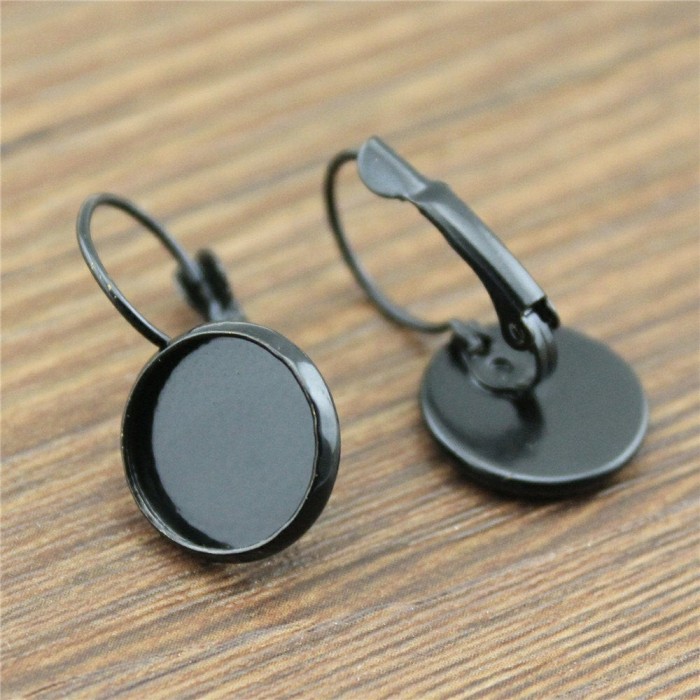 50pcs 316L Stainless Steel Black Vacuum Plated bezel Earring Blanks /earring base, earring base settings, durable color retention