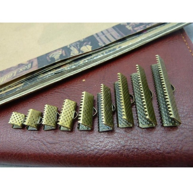50pcs 13mm 16mm 20mm Bronze Tone Ribbon End Cap Crimp Beads, Ribbon CRIMP (# 3010305)