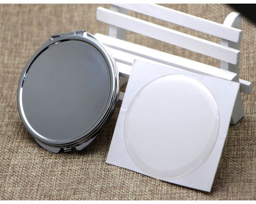 10 Kits 60mm Small Silver Round Compact Mirror Blank + 2  (50mm) Epoxy Sticker- DIY Blank Compact Mirror