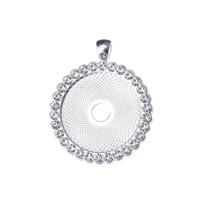 Wholesale 25mm Cabochon Pendant Base, round pendant setting,CZ crystal stone Rhinestone Bezel Iigh Base bottom Trays Pendant DIY Jewelry