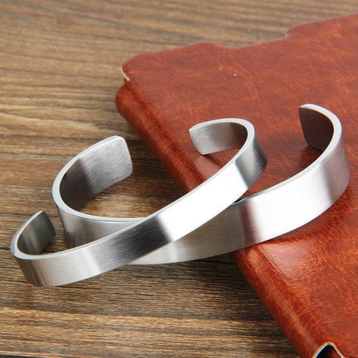 Titanium steel Open Cuff Bangle, Custom Cuff Bracelet, Adjustable Cuff Bracelet,Leather bracelet accessories