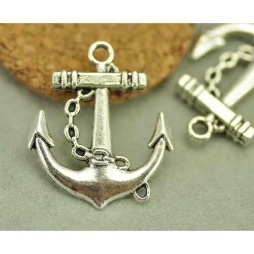 5pcs Big Antique Tibetan Silver Tone Anchor Charms (#3010202)