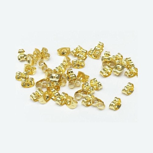 stainless steel shiny gold earring backs, backings, friction ear nuts, safety backs, earring findings,surgical steel,hypoallergenice