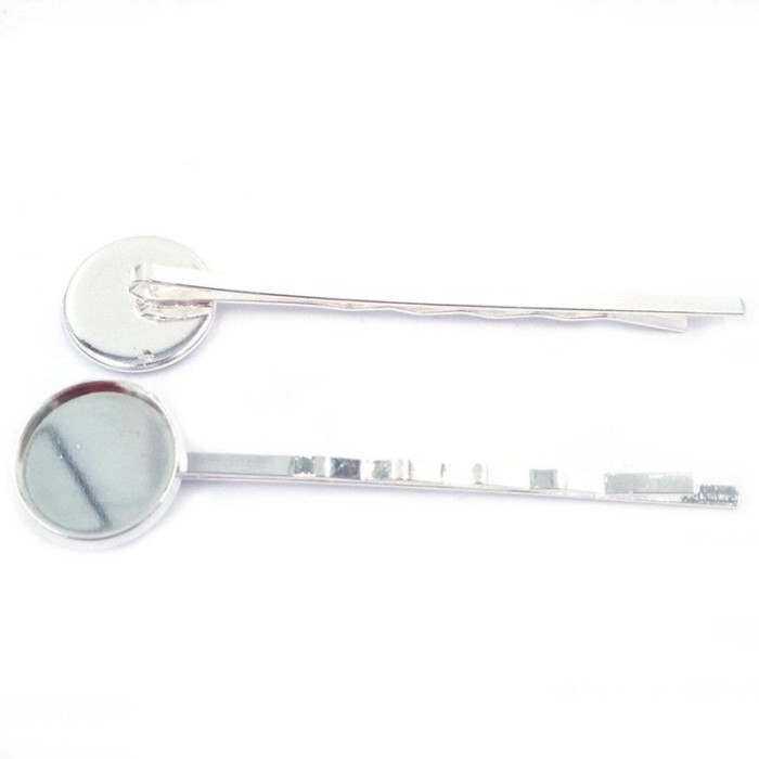 50PCS 10mm 12mm 14mm Bobby Pins Hair Clips with bezel tray, fits 10mm 12mm 14mm round cabochons in bezel tray