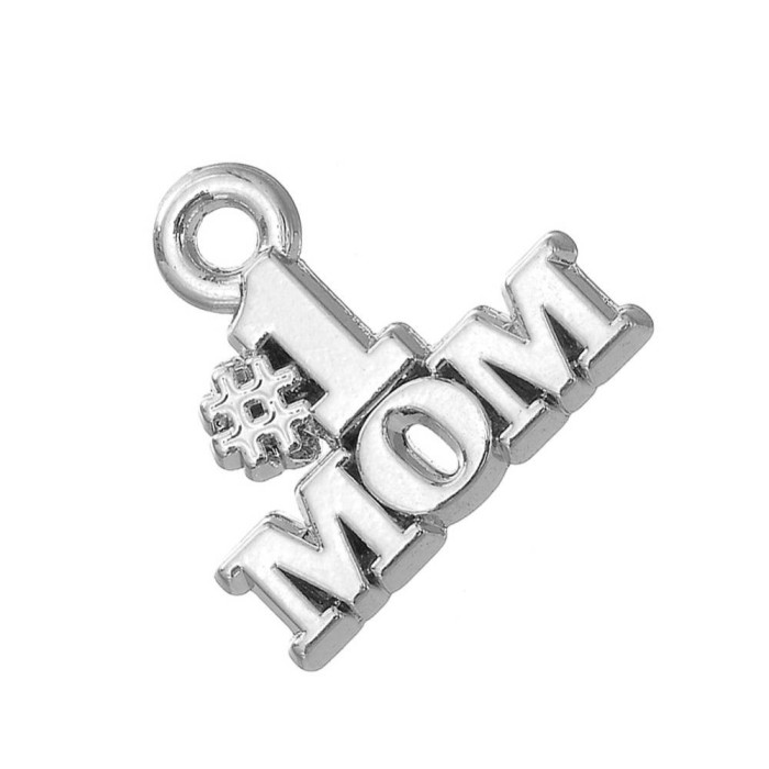 20pcs Antique Tibetan Silver Tone, No.1 MOM Mother's day Charms Pendants Findings