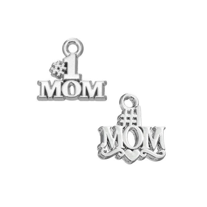 20pcs Antique Tibetan Silver Tone, No.1 MOM Mother's day Charms Pendants Findings