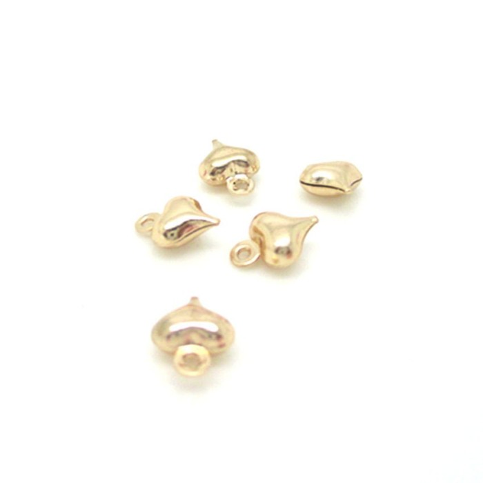 10pcs 24K Gold Color Plated Tiny Heart Brass Charms Pendants Dangles Drops (#10001032)