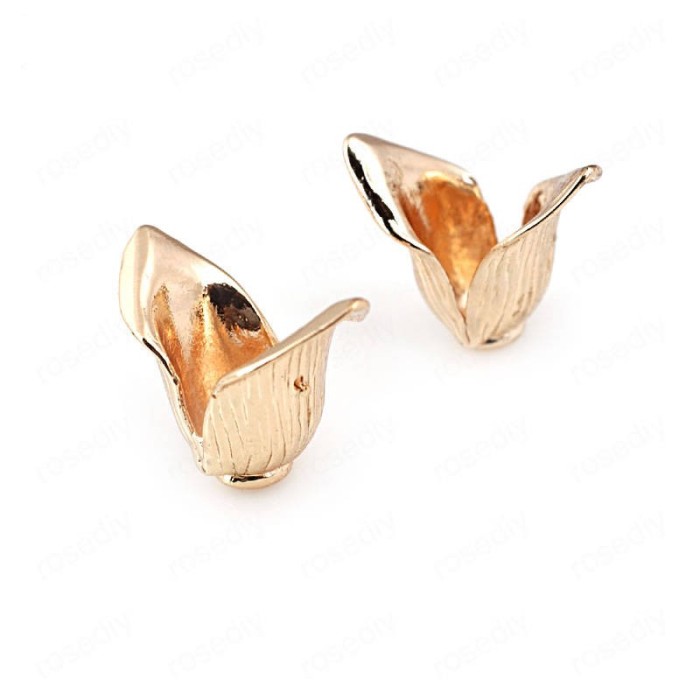 6PCS 24K Champagne Gold Color Plated Brass Flower Beads Caps Tassel Caps High Quality Diy Jewelry Accessories(#20001002)