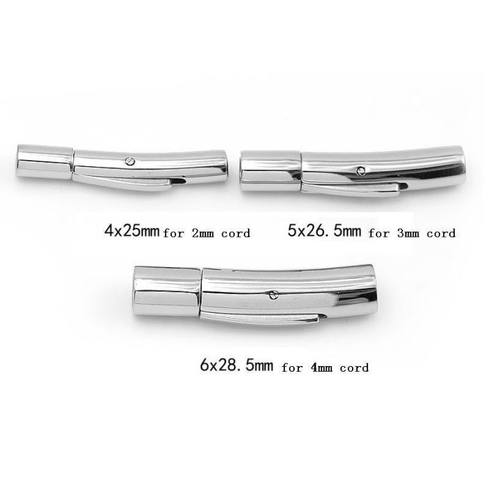 5 Sets 2mm 3mm 4mm Stainless Steel Clasp Leather Cord End Cap, Leather cord Connector Links