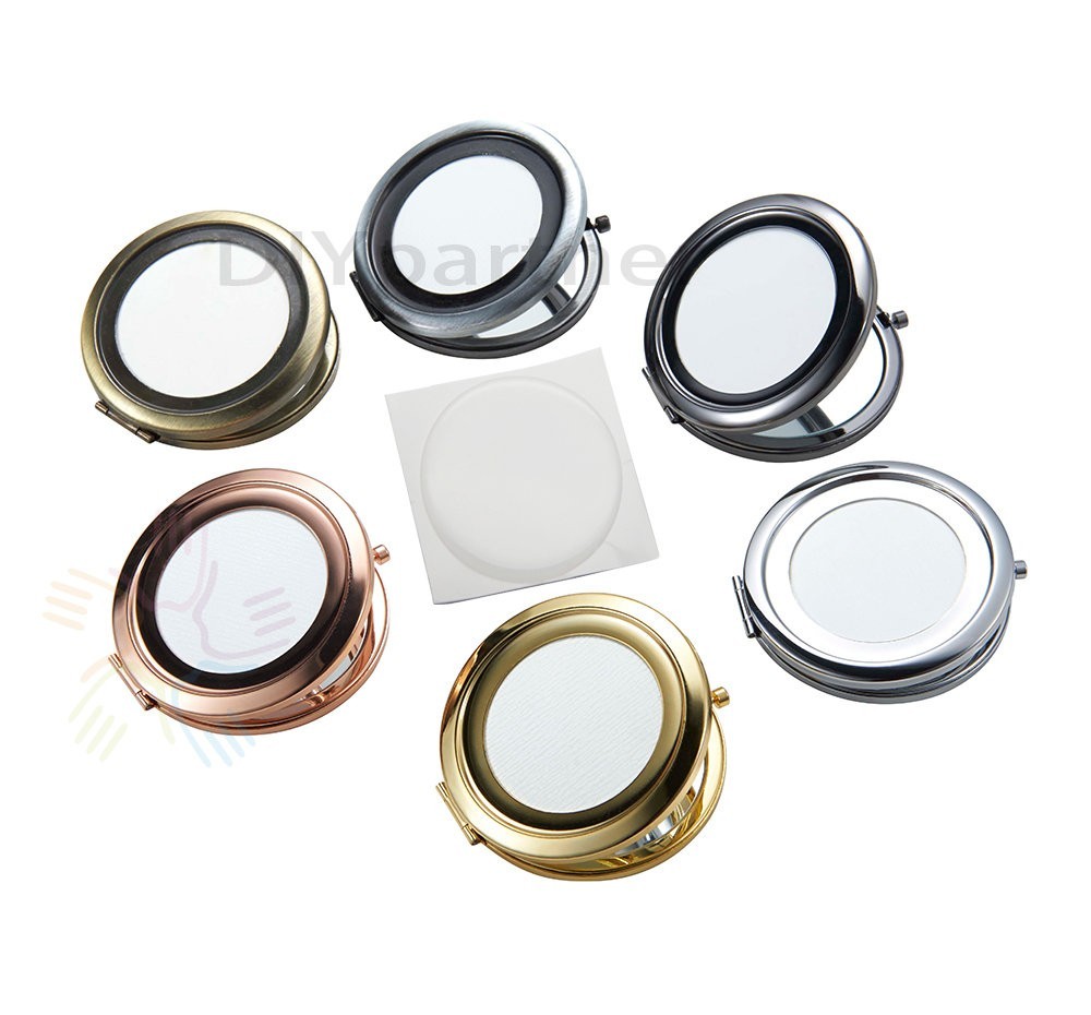 10 Kits 70mm Round Blank Pocket Mirror with 58mm epoxy stickers