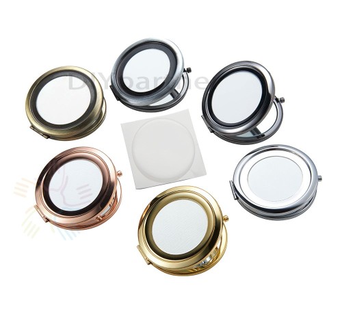 10 Kits 70mm Round Blank Pocket Mirror with 58mm epoxy stickers, Compact mirror blank, Engravable Pocket Mirrors