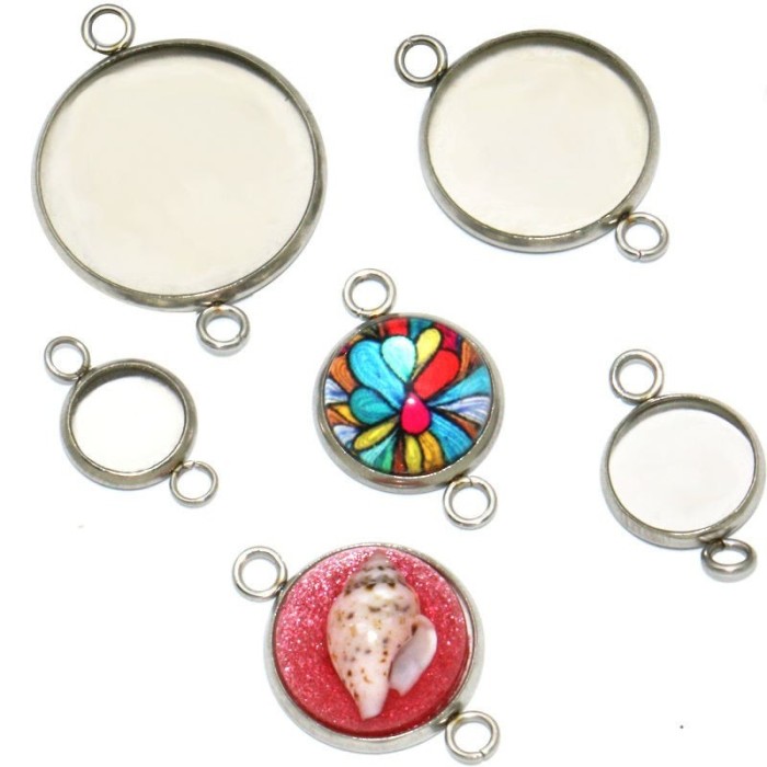 50pcs Stainless steel 18K Gold vacuum plating 10mm 18mm 20mm 25mm 30mm Settings Base, Bezel Blank Base Setting, Round Cabochon Pendant Base