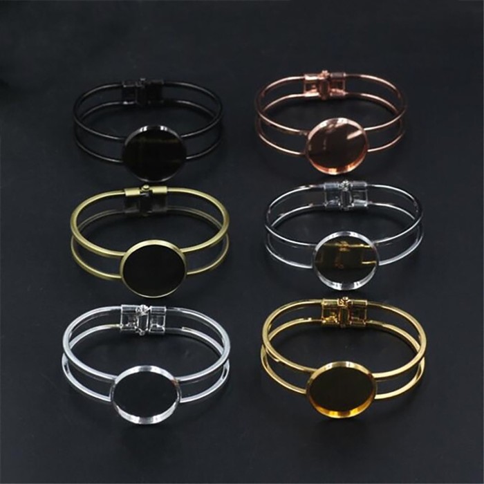 10pcs 25mm Silver round setting Blank Bracelet Cuff, bracelet blanks, Bezel Bracelet Blank, Bracelet Tray, Bezel Cuff