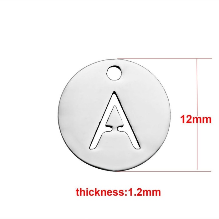 Titanium Steel Hollow Letter , Round Letters Charm, Capital Letters charm Stainless Steel Letter charm, Hollow Letter Pendant