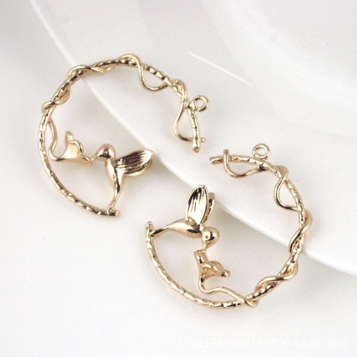 1PC 24K Gold plating Brass Bird on Branch Charm Pendant bracelet necklace loose bead(#10001118)