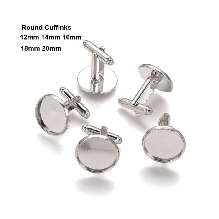 50pcs Silver French cufflinks blank, cufflink base, Brass with silver plated Cufflinks Bezel Setting (3010355)