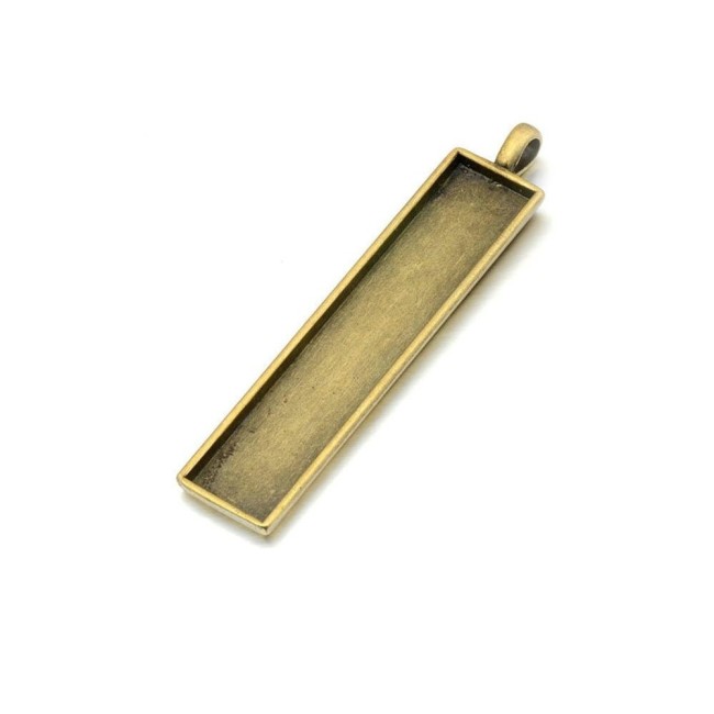 discounts for a limit time- 20pcs Rectangle Pendant Trays - Silver Color -58.9x12.5 mm- Pendant Blanks Cameo Bezel Settings Photo Jewelry
