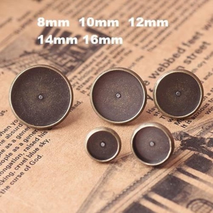 50pcs Antique Bronze bezel Stud Earring Blanks /earring base, Bezel Stud Earrings,earring base settings (3010384)