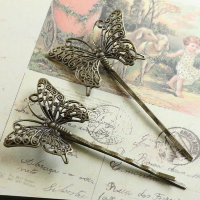 10PCS Blank Butterfly Hair Pins, brass Hair Clip, Blank Hair Clip Barrette, Hair pin Blank