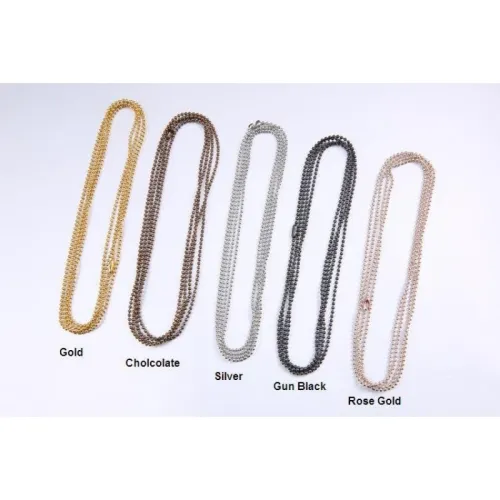 10PCS 80cm (31.5 inch) 1.5mm Brass Ball Chain, Five Colors option (# 3010396)