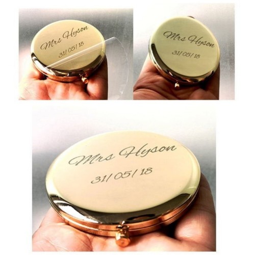 Personalized compact mirrors,engraving pocket mirror,Hand Pocket Folded-Side Cosmetic Make Up Mirror,Wedding supplies, Bride Gift,6.5cm