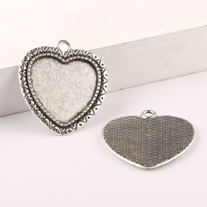 10pcs/lot (glass size 25mm) Antique Bronze or Antique Silver Cameo Cabochon Base Setting Charm Pendant