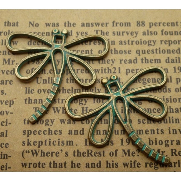 Dragonfly pendant , Nature Necklace,Verdigris Patina Brass Dragonfly pendant,50pcs/100pcs/200pcs