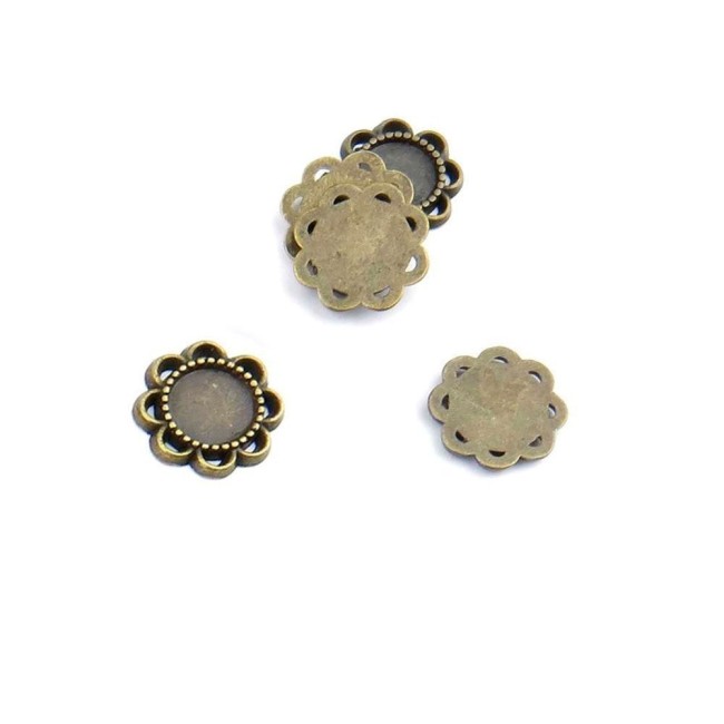 250pcs 8mm Antique Bronze Cabochon Pendant Base, round pendant setting (3010312)