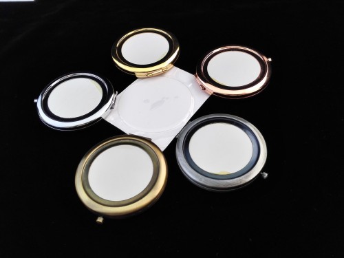 10 Kits 70mm Round Blank Pocket Mirror with 58mm epoxy stickers, Compact mirror blank, Engravable Pocket Mirrors