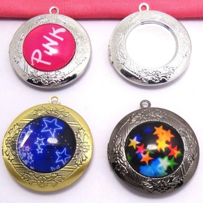 5PCS Round Photo Locket 32mm outer size for 20mm settings, Photo Locket Pendant (#5010001)