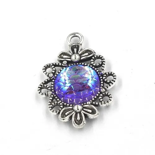 wholesale.12mm Mermaid silver charms, Mermaid scale, Holographic pendants, silver mermaid, dragon skin pendant, snake skin charm