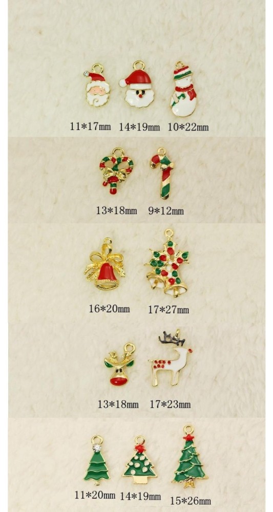12 Different Christmas Charm Collection, 12pcs Colorful Enamel Christmas charms Assortment, Christmas theme C001